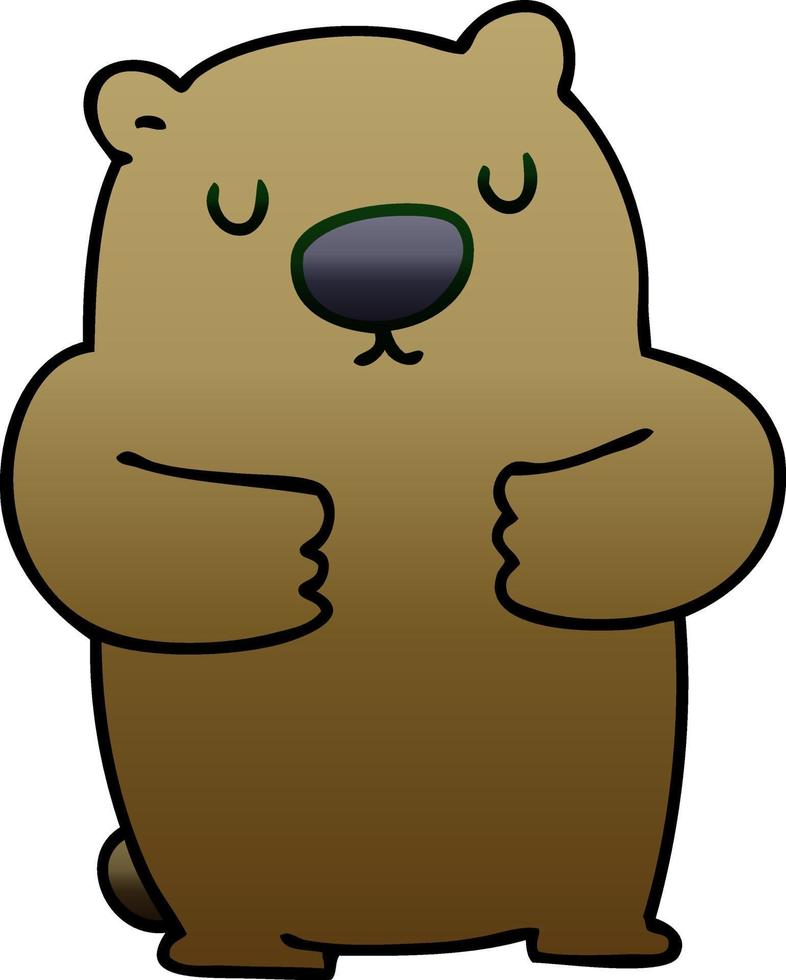 quirky gradient shaded cartoon beaver vector