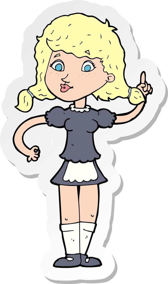 sticker of a cartoon pretty maid woman vector