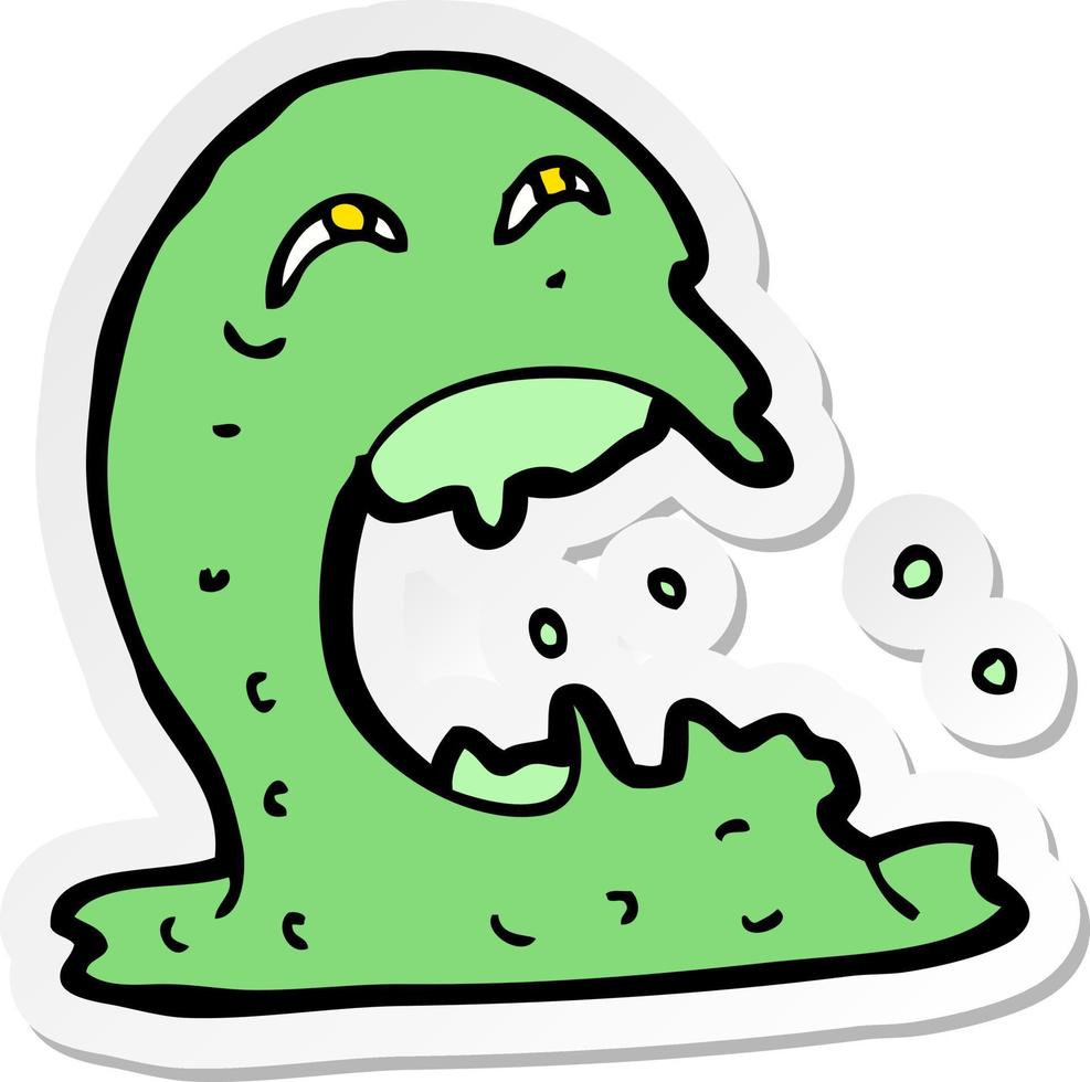 sticker of a cartoon gross ghost vector