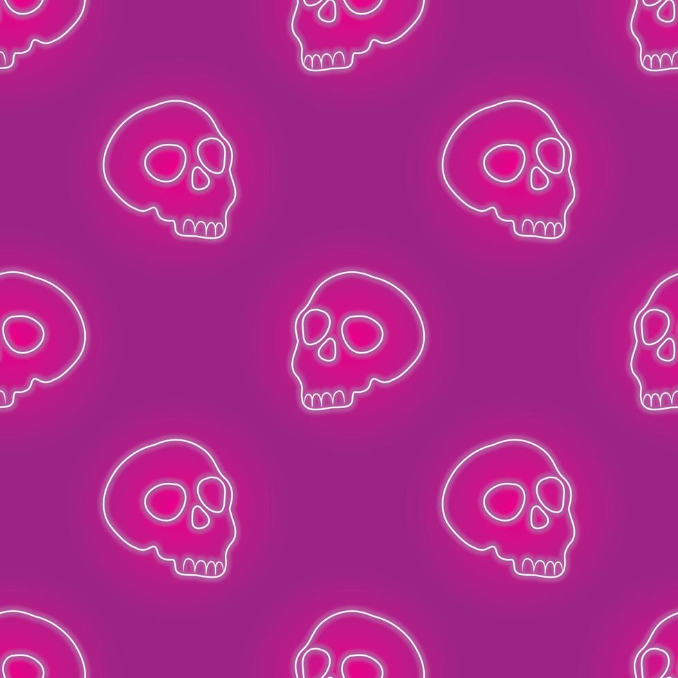 vector transparente de calavera de neón rosa sobre fondo rosa