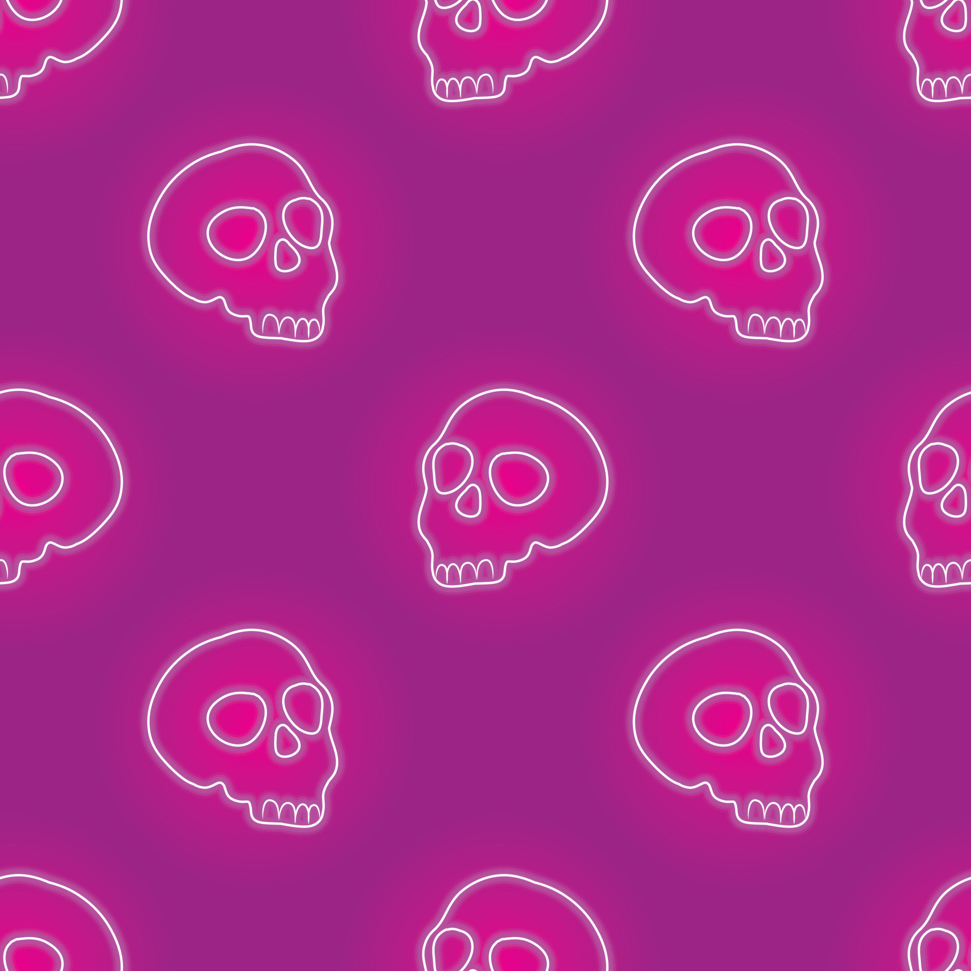 pink neon skull seamless vector on pink background 10681576 Vector Art