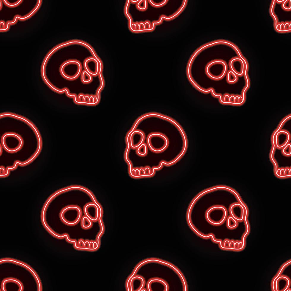 red neon skull seamless vector