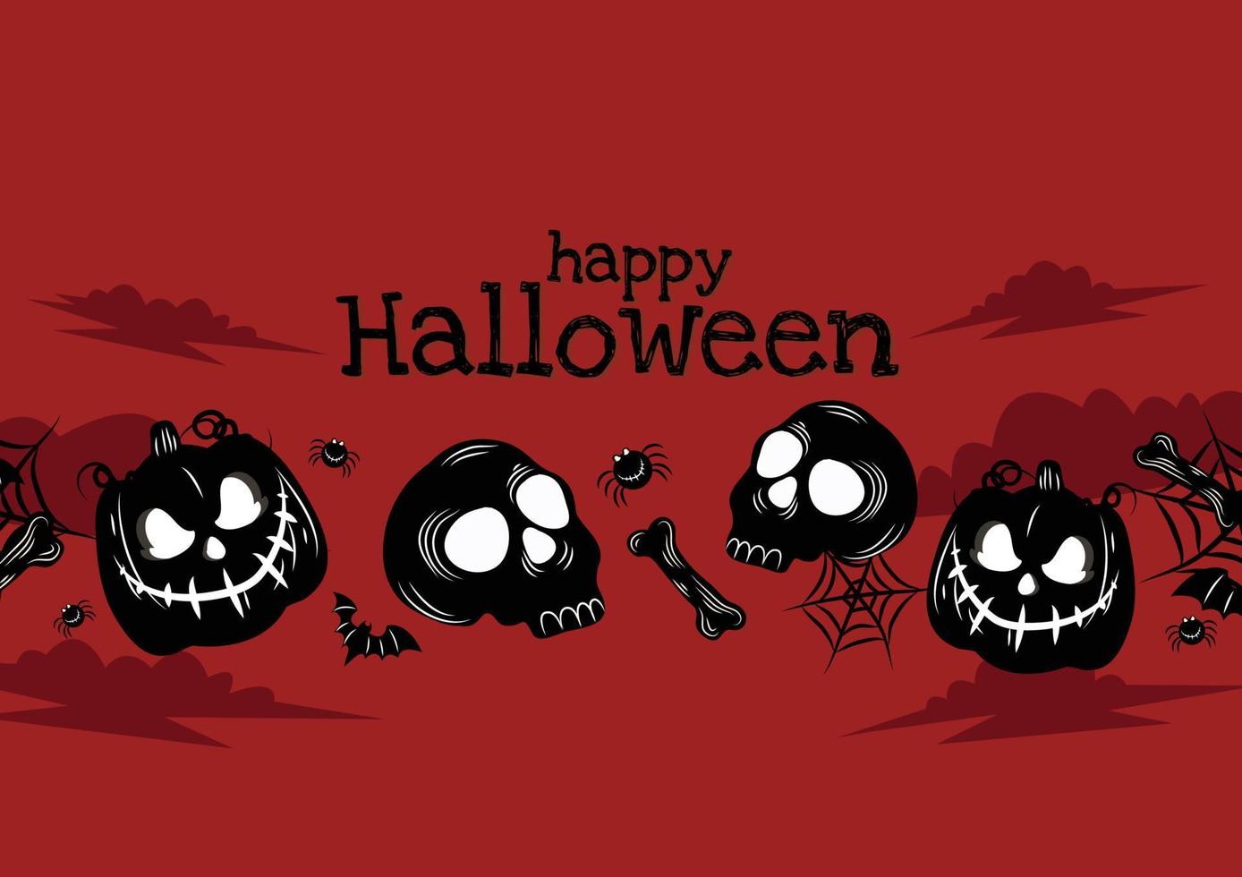 fondo rojo de banner de halloween de calabaza loca vector