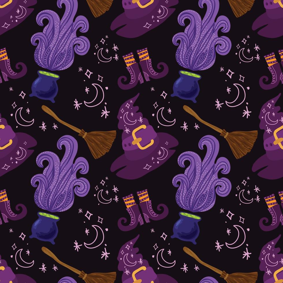 spooky halloween pattern design black background vector