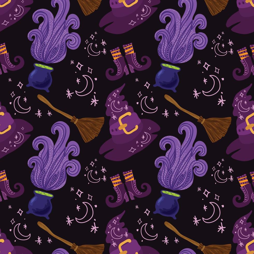 diseño de patrón de halloween espeluznante fondo negro vector