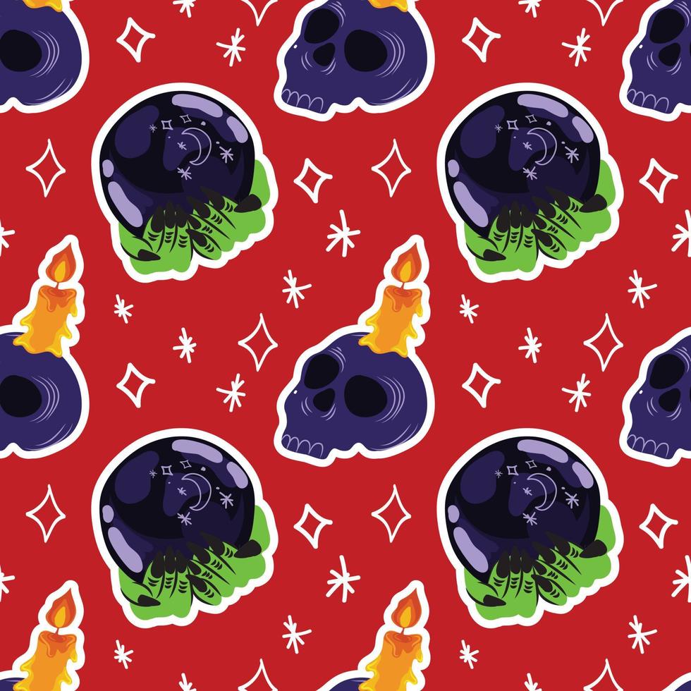 spooky halloween cute items pattern red design vector
