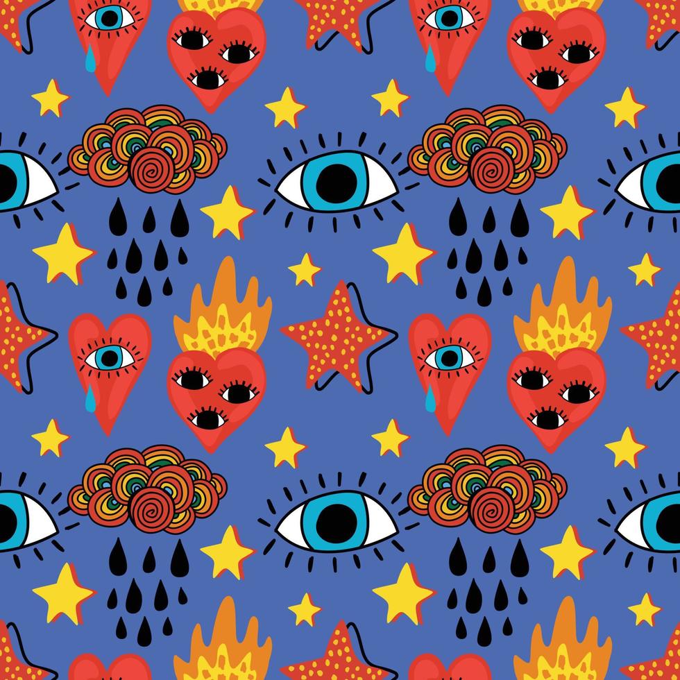 sacred heart seamless pattern design vector
