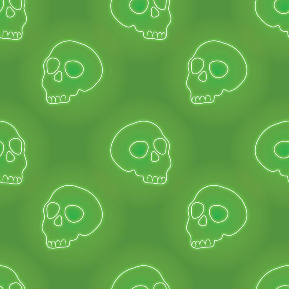 green neon skull seamless vector