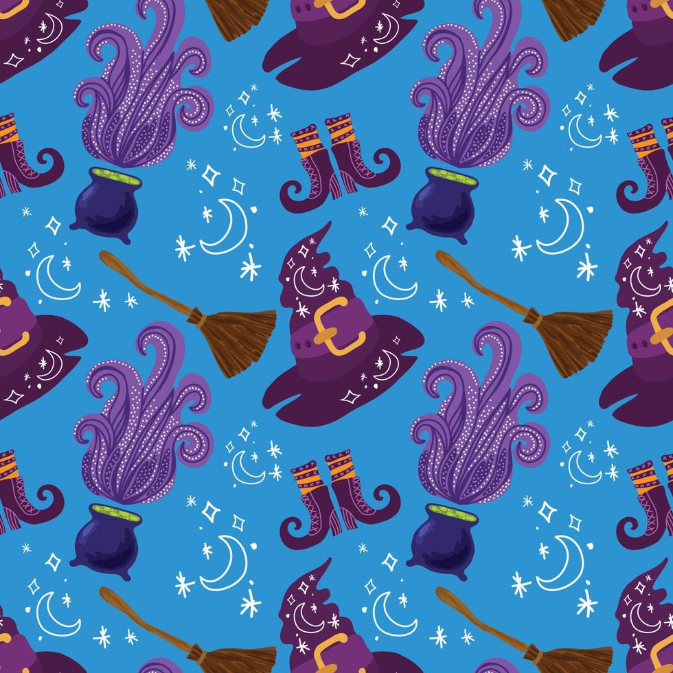 spooky seamless pattern blue design for halloween wrapping paper vector