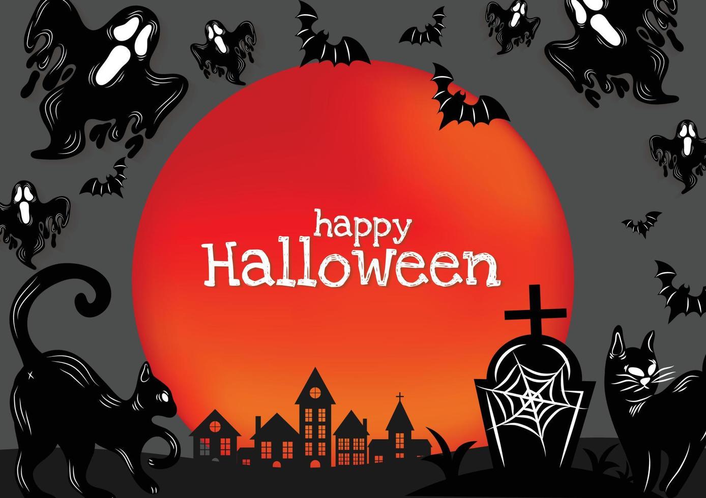 happy halloween banner cute halloween item design vector