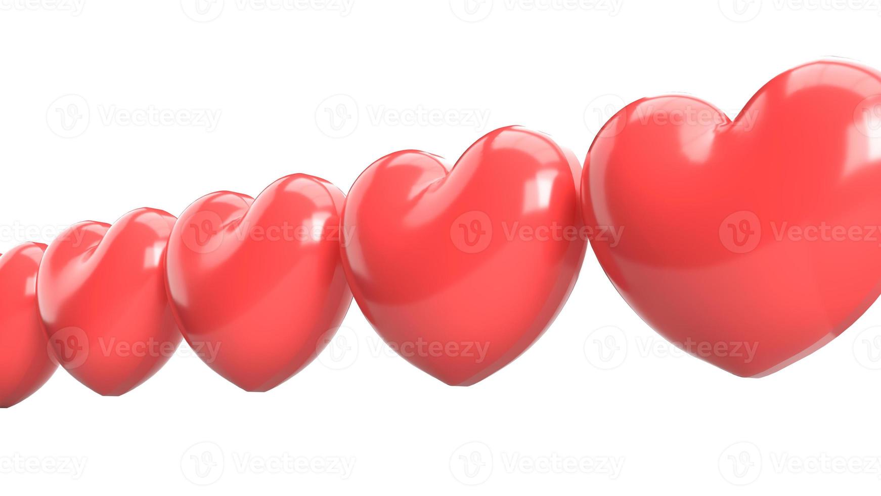 red heart 3d rendering on white for valentine content. photo