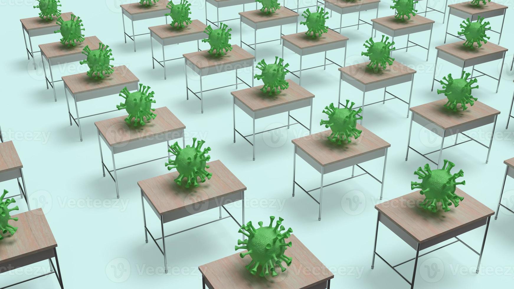 The virus on table in class 3d rendering photo