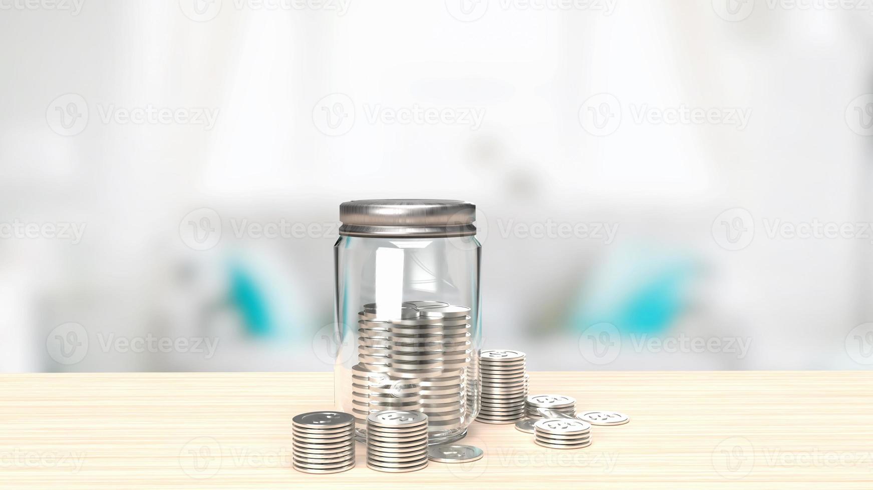 The jar coins for saving concept 3d rendering photo