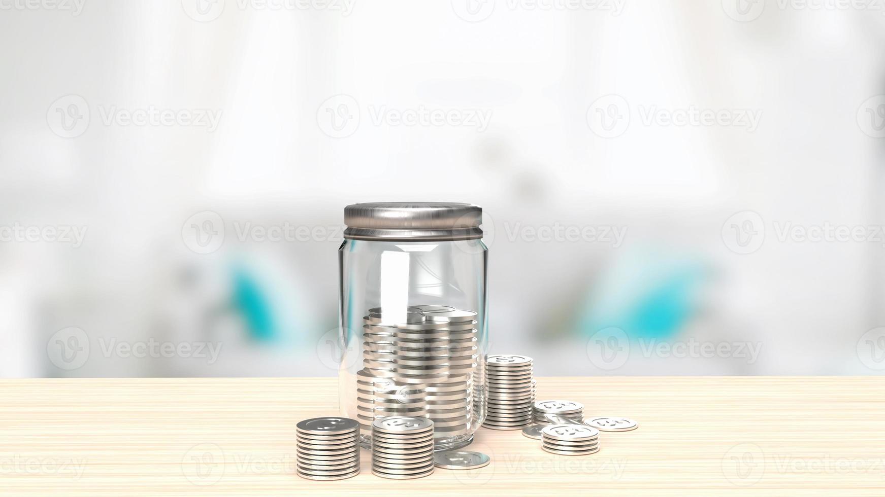 The jar coins for saving concept 3d rendering photo