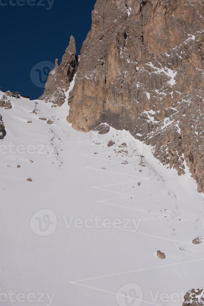 touring ski tracks in snow photo