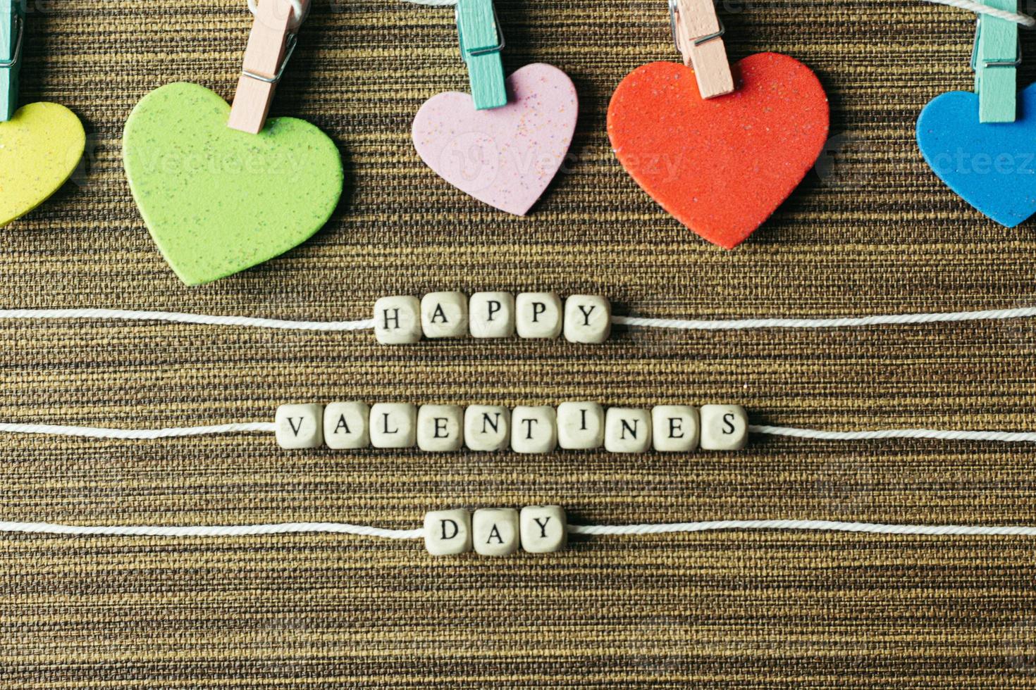 a text wood cubes image for valentines day content. photo