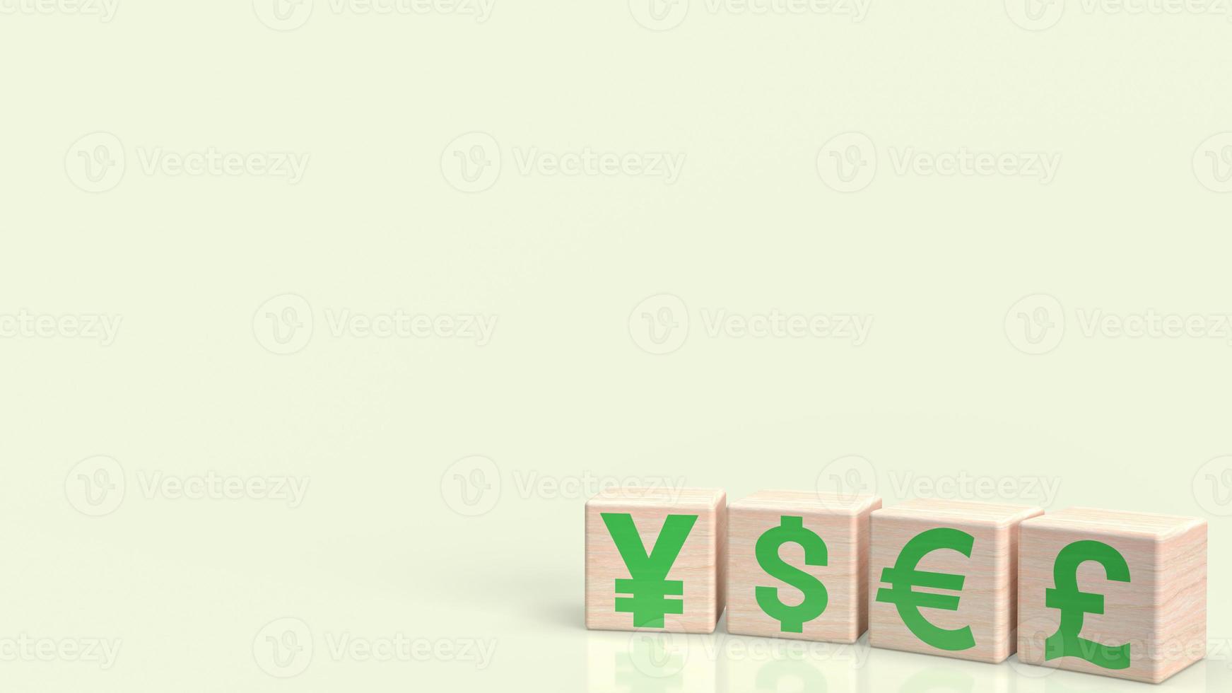 The money symbol on wood cube for business concept 3d rendering photo