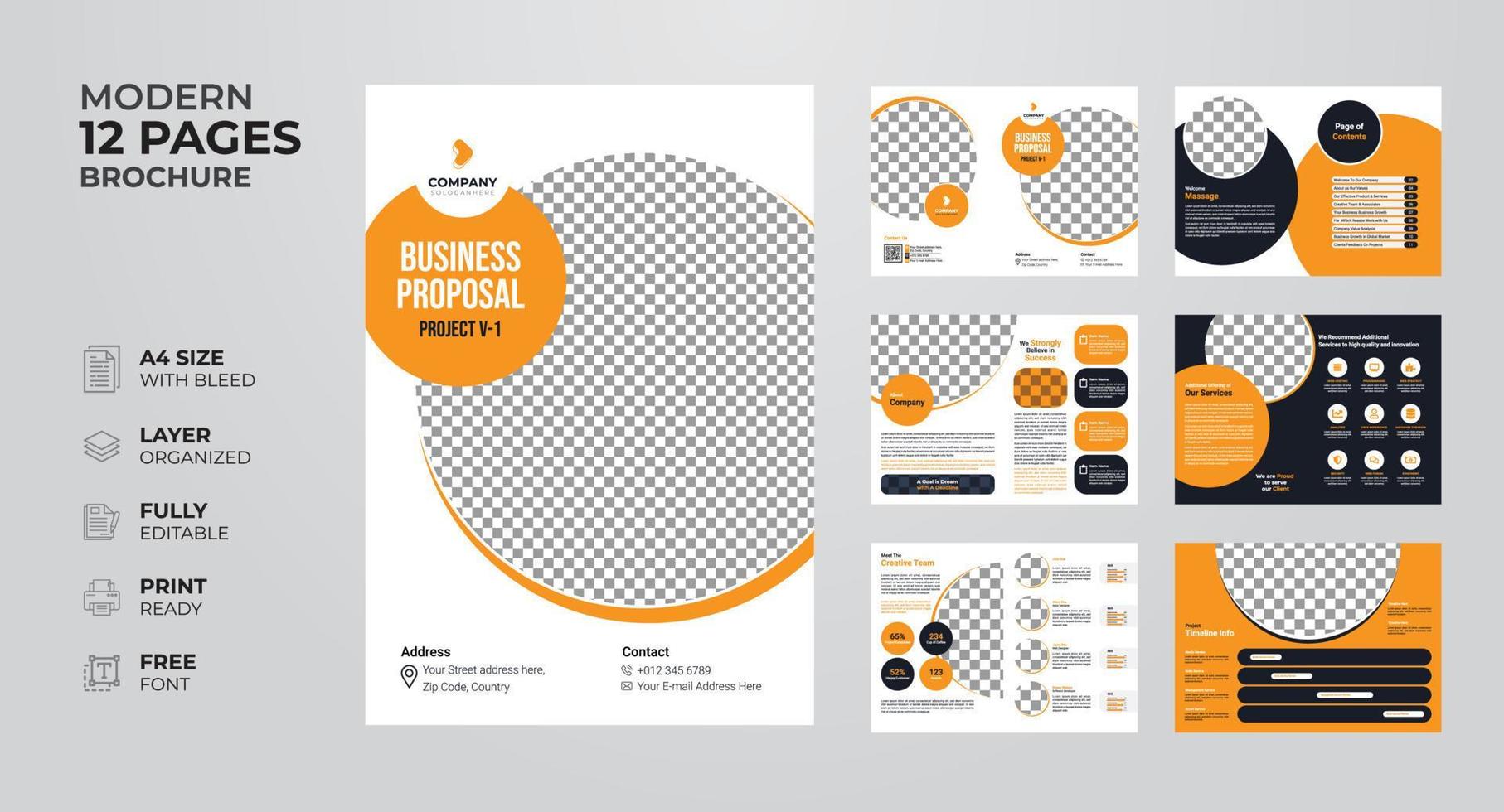 Creative and modern annual report company profile business proposal multipurpose brochure template vector