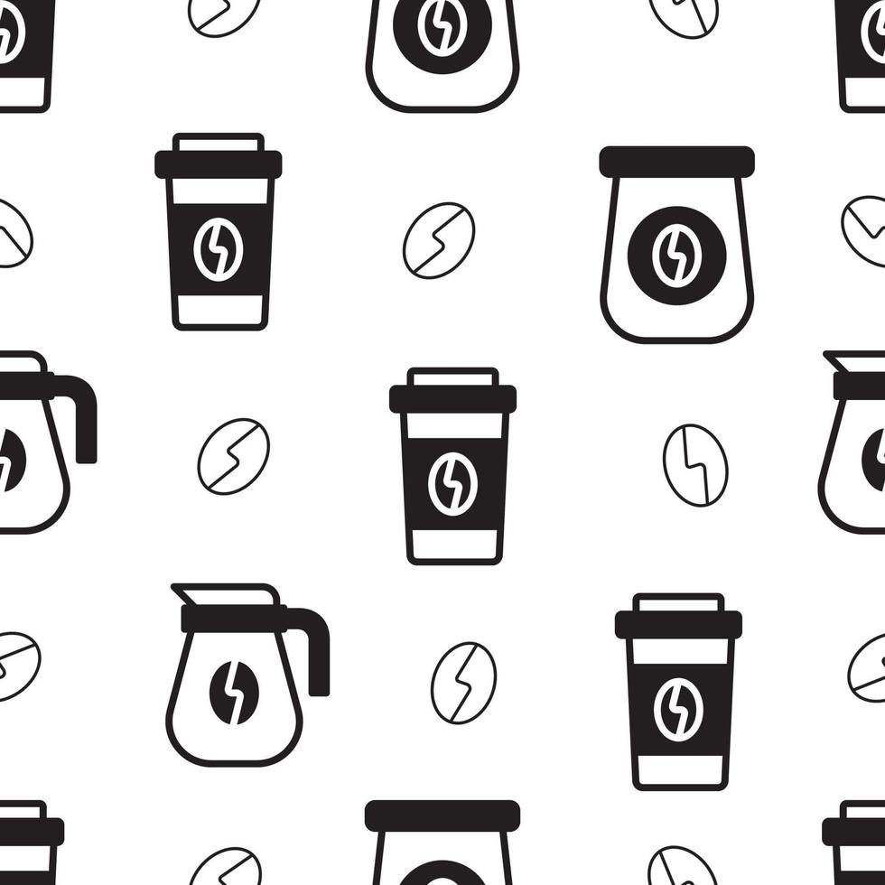 hand drawn coffee, bean, cup, seamless pattern  perfect for background, website, fabric, print and textile vector