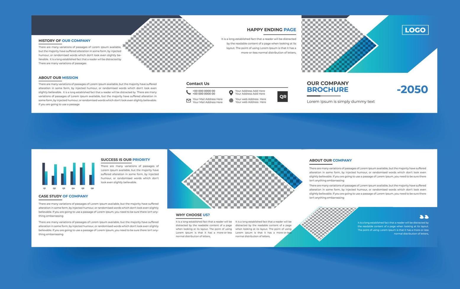 Landscape trifold business brochure design template vector