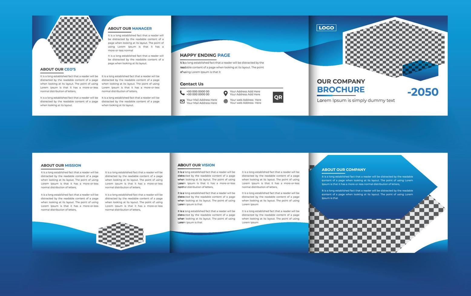 Landscape trifold business brochure design template vector