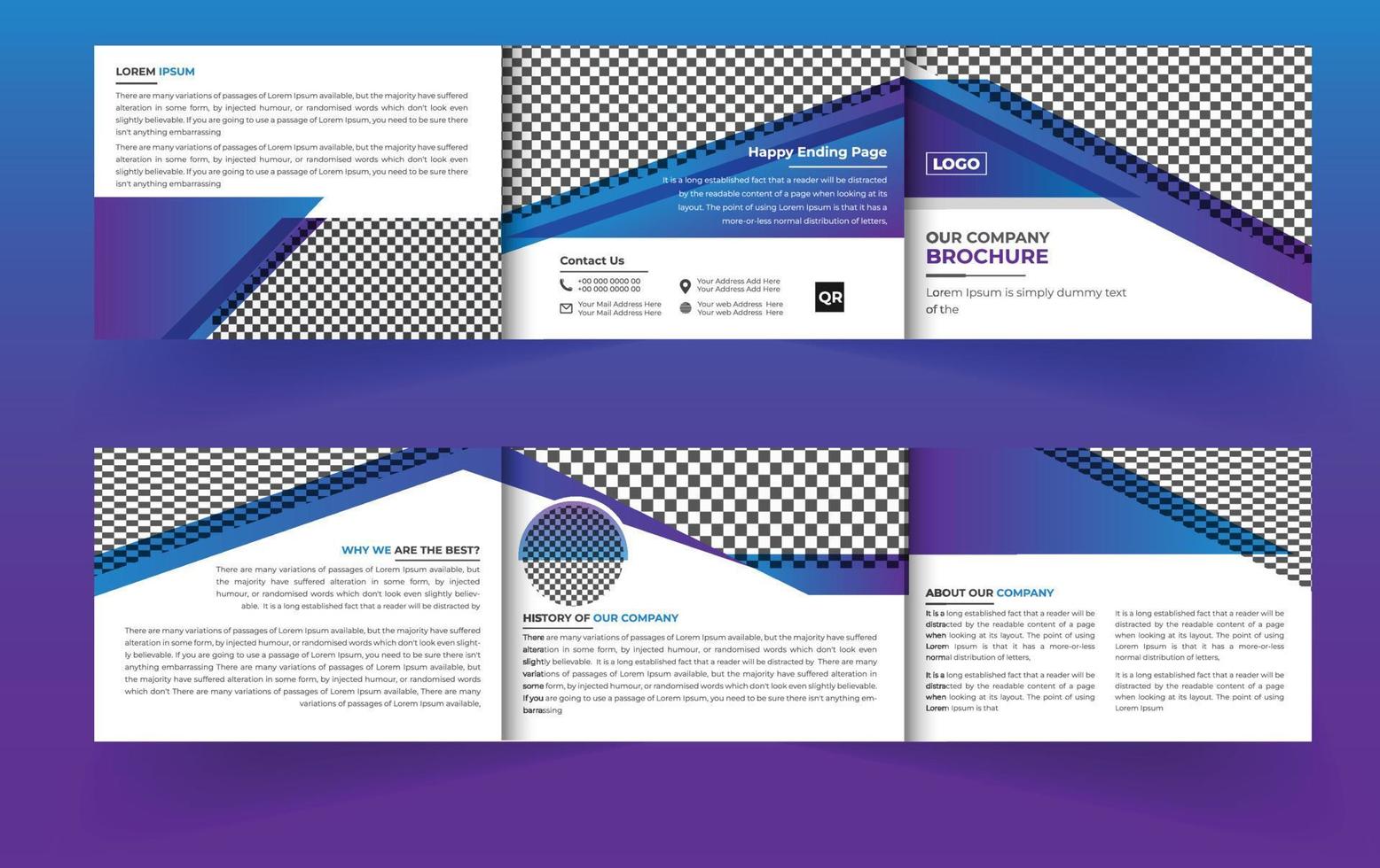 Landscape trifold business brochure design template vector