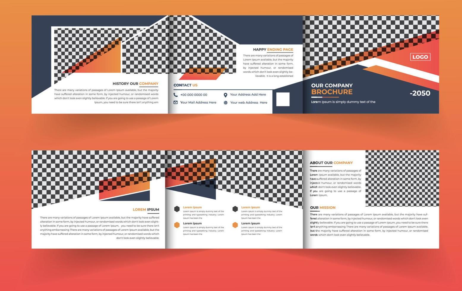 Landscape trifold business brochure design template vector
