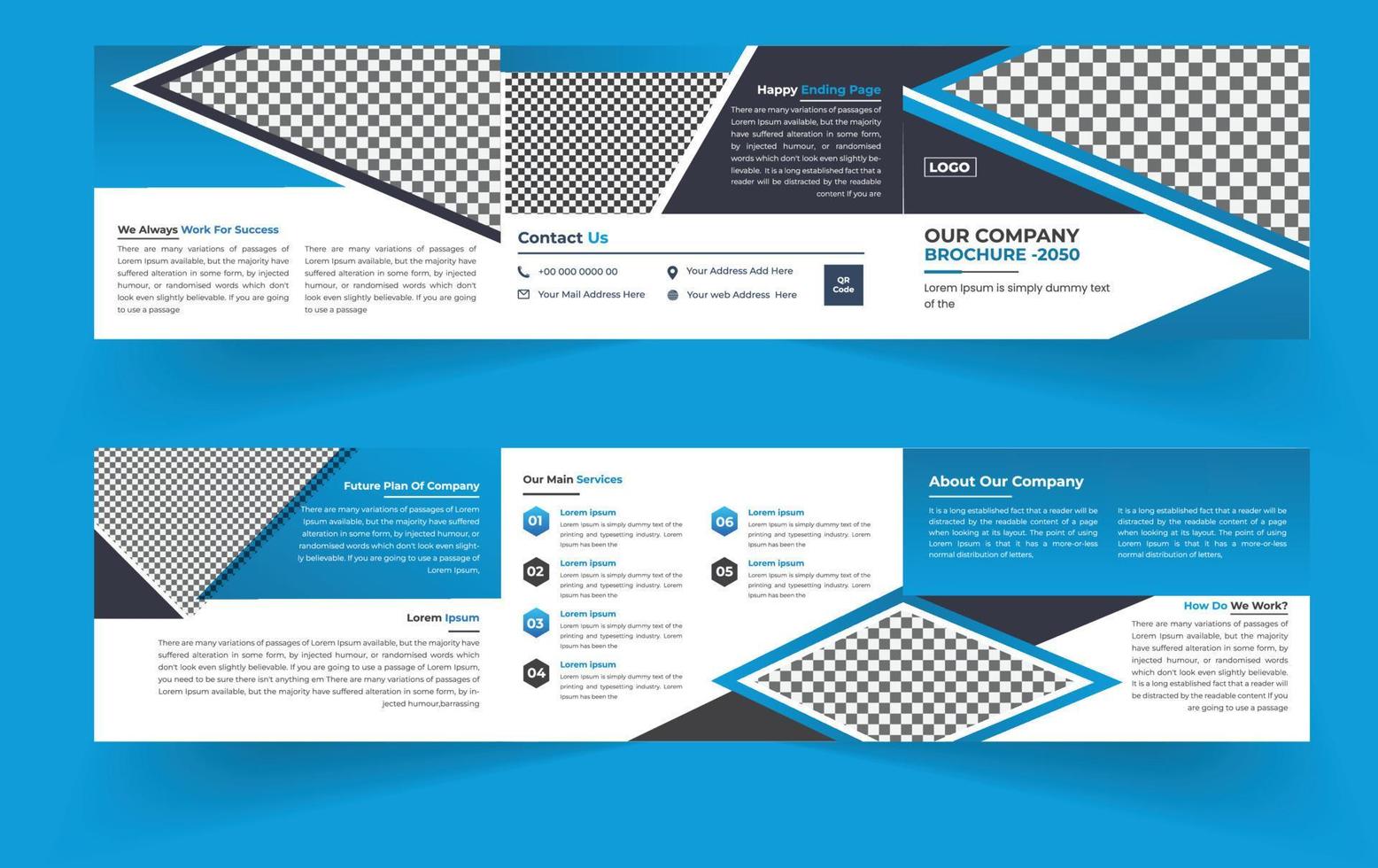 Landscape trifold business brochure design template vector