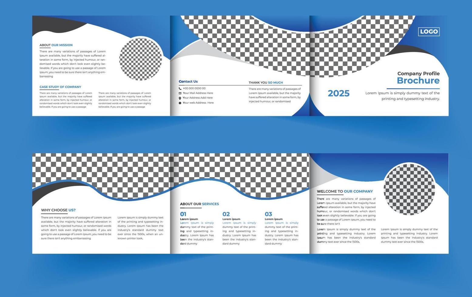 Landscape trifold business brochure design template vector