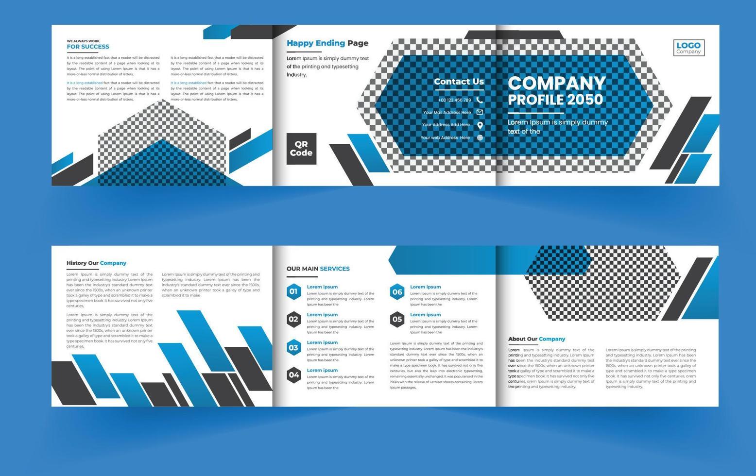 Landscape trifold business brochure design template vector