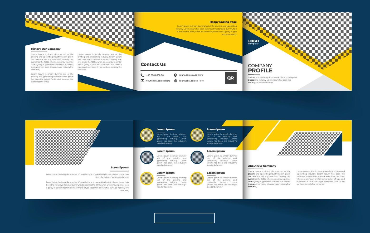 Landscape trifold business brochure design template vector