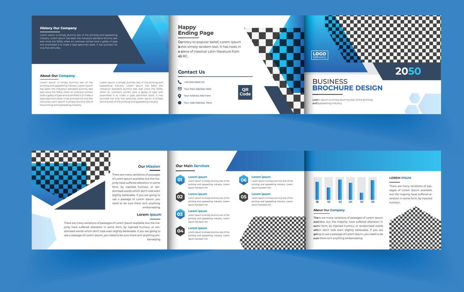 Landscape trifold business brochure design template vector