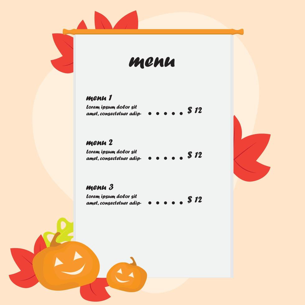 halloween event special menu vector