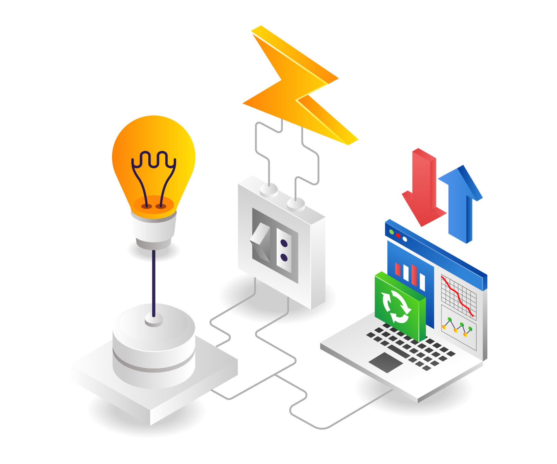 The computer controls the electrical energy lines 10682249 Vector Art at Vecteezy