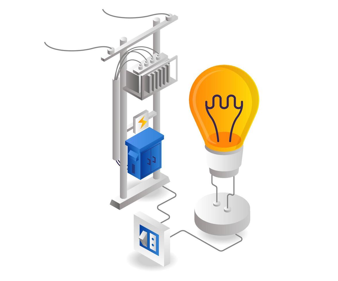 poste de línea de panel de energía eléctrica vector