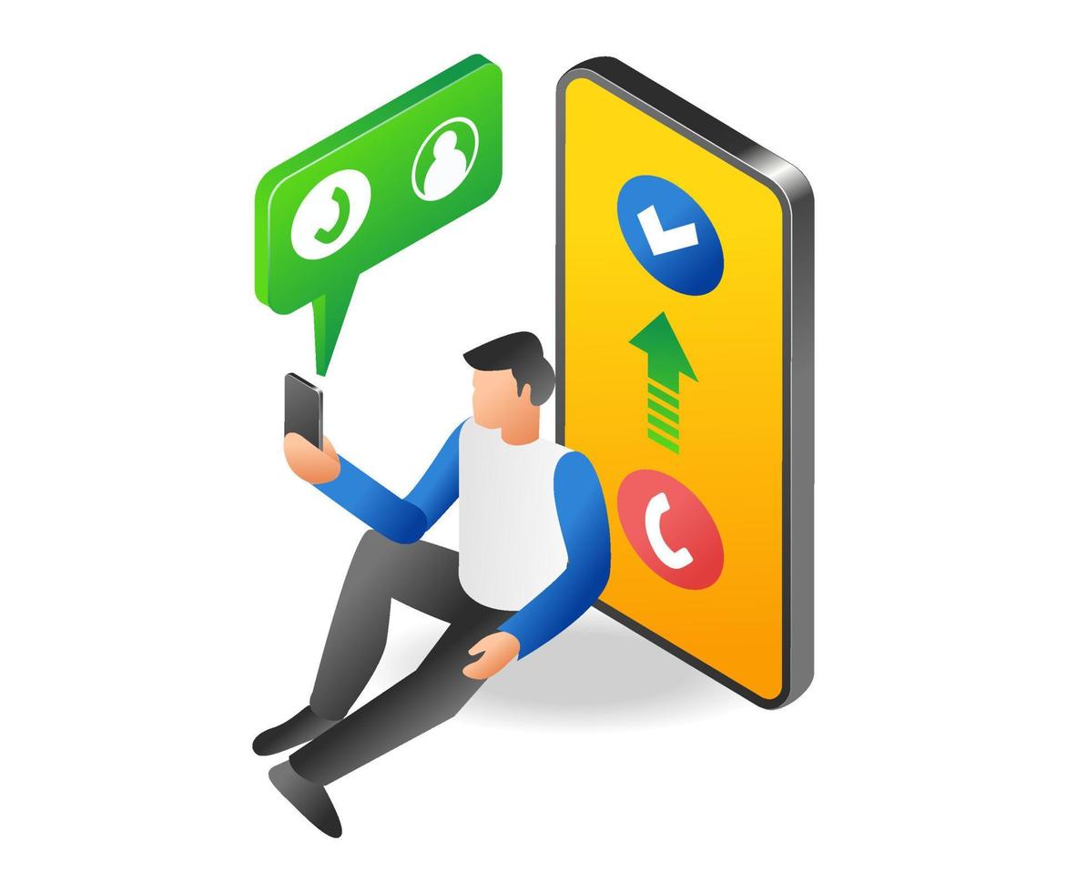 Man receiving a phone call vector