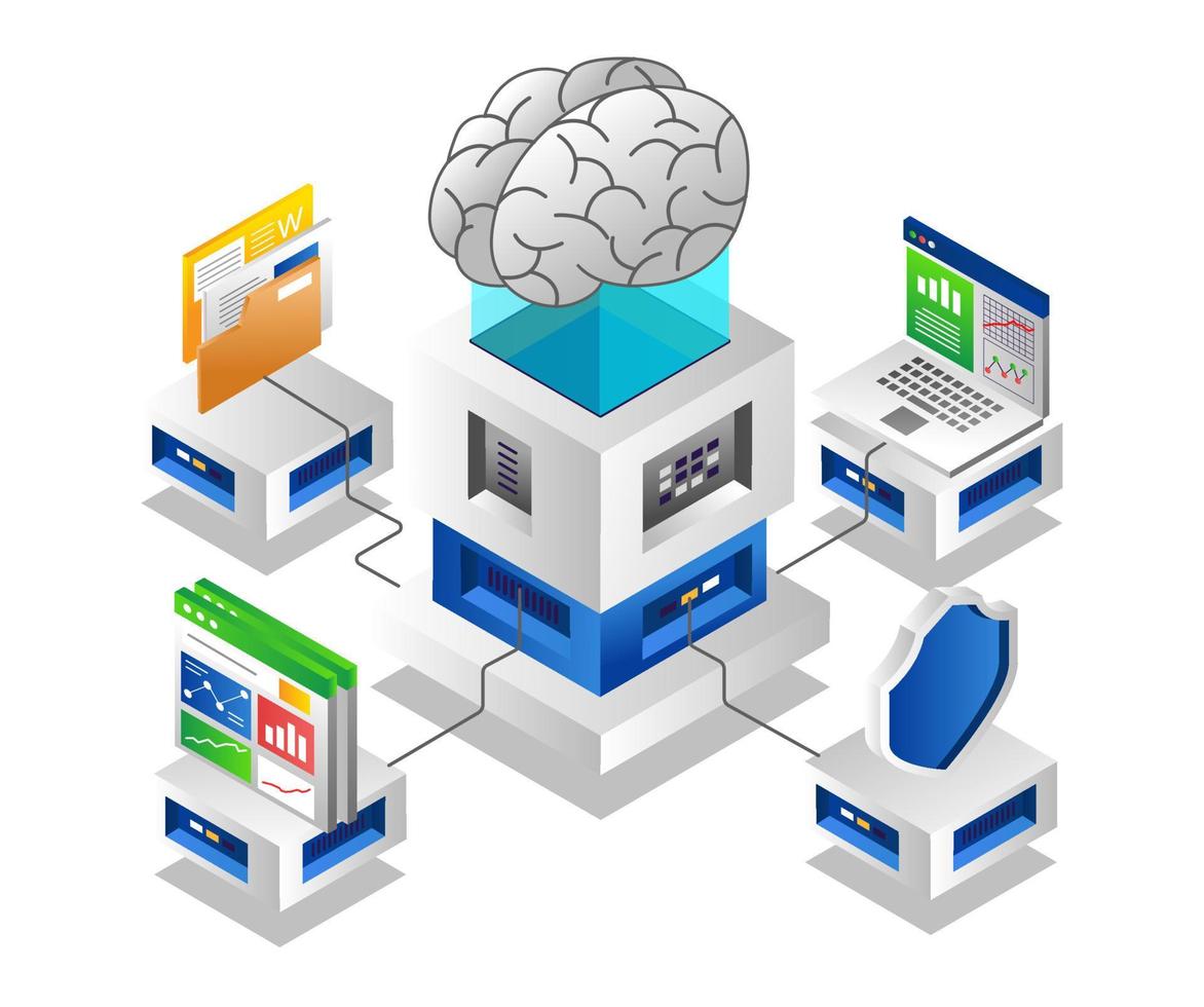 Artificial intelligence cloud server network vector