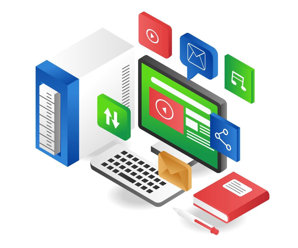 aplicación de datos de computadora de escritorio vector