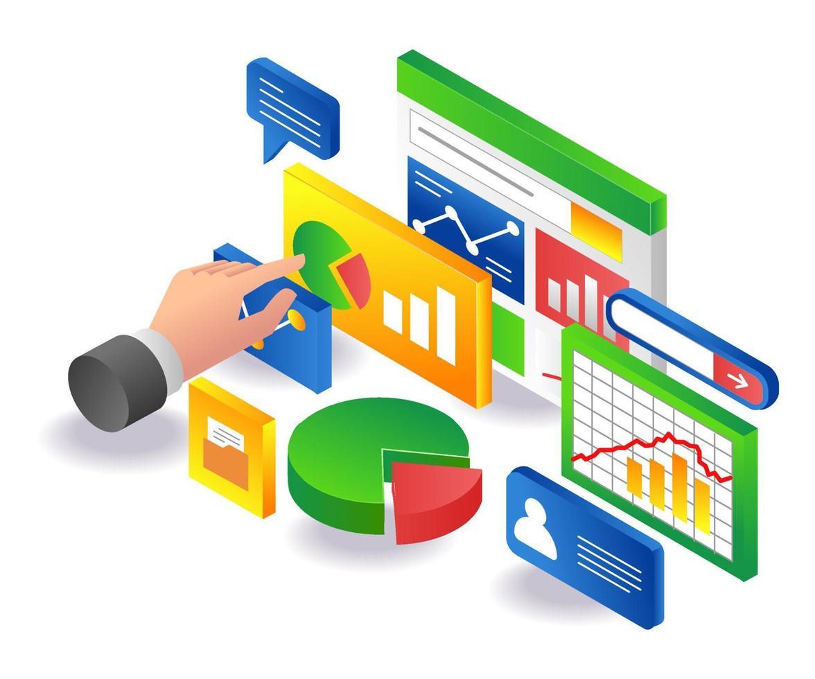 Monitor investment business company data analysis vector