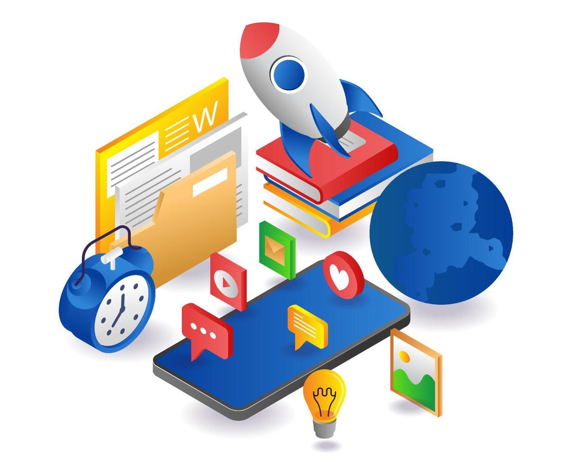Smartphone application online education data vector