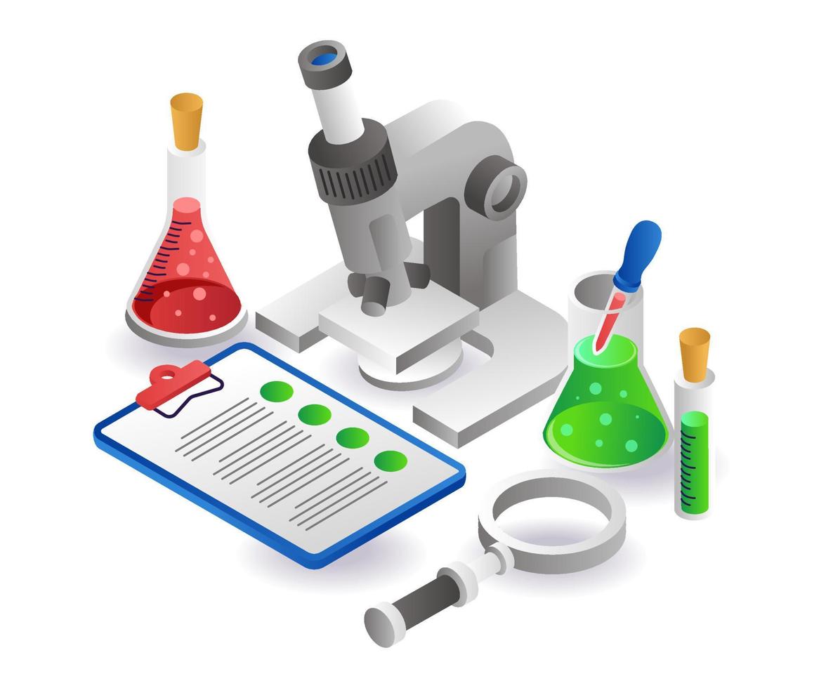 botella de experimento de microscopio de laboratorio vector