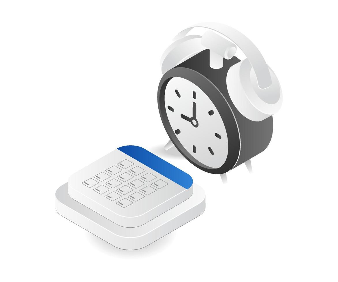 Calendar app and alarm clock vector