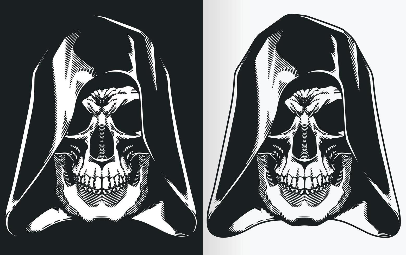 Vintage Death Reaper Skull Hooded Silhouette vector