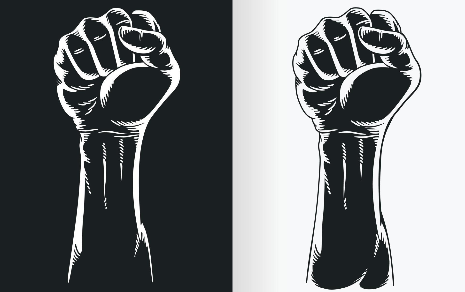 Silhouette Black Raised Fist Hand Clenched 10682370 Vector Art at Vecteezy