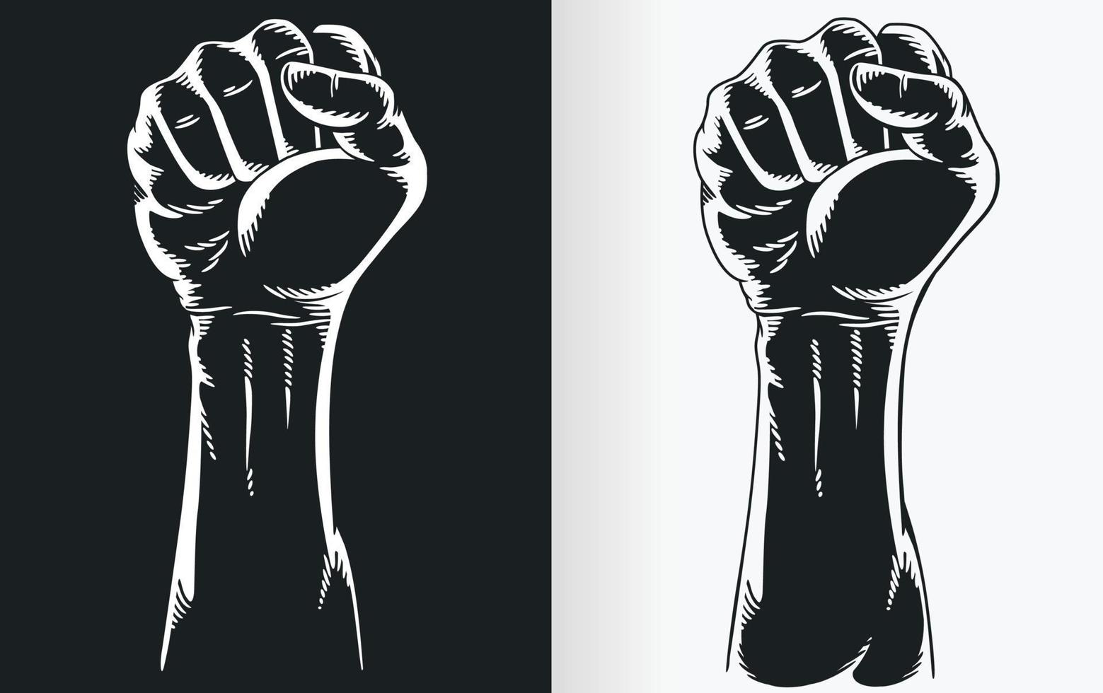 Silhouette Black Raised Fist Hand Clenched vector