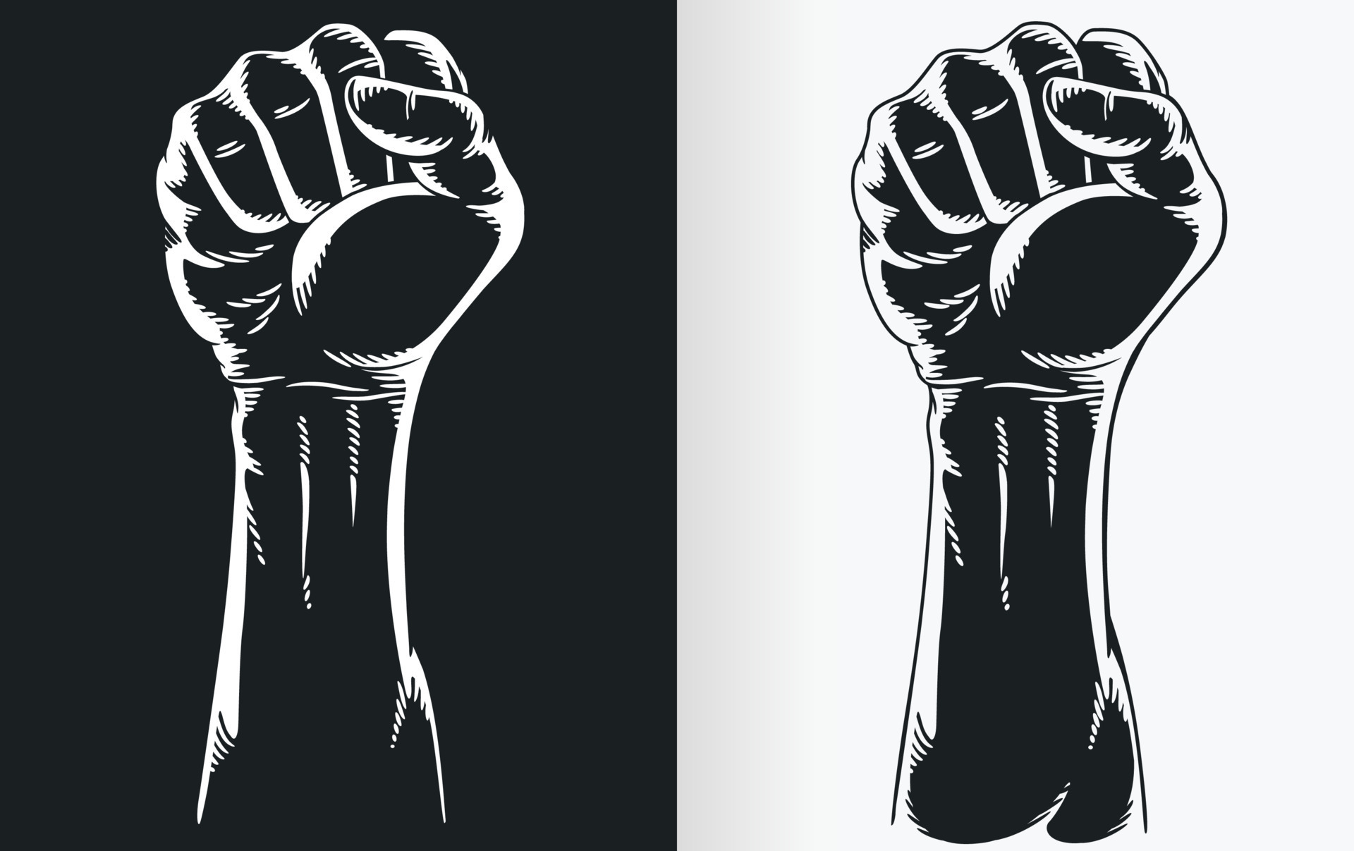 Silhouette Black Raised Fist Hand Clenched 10682370 Vector Art at Vecteezy