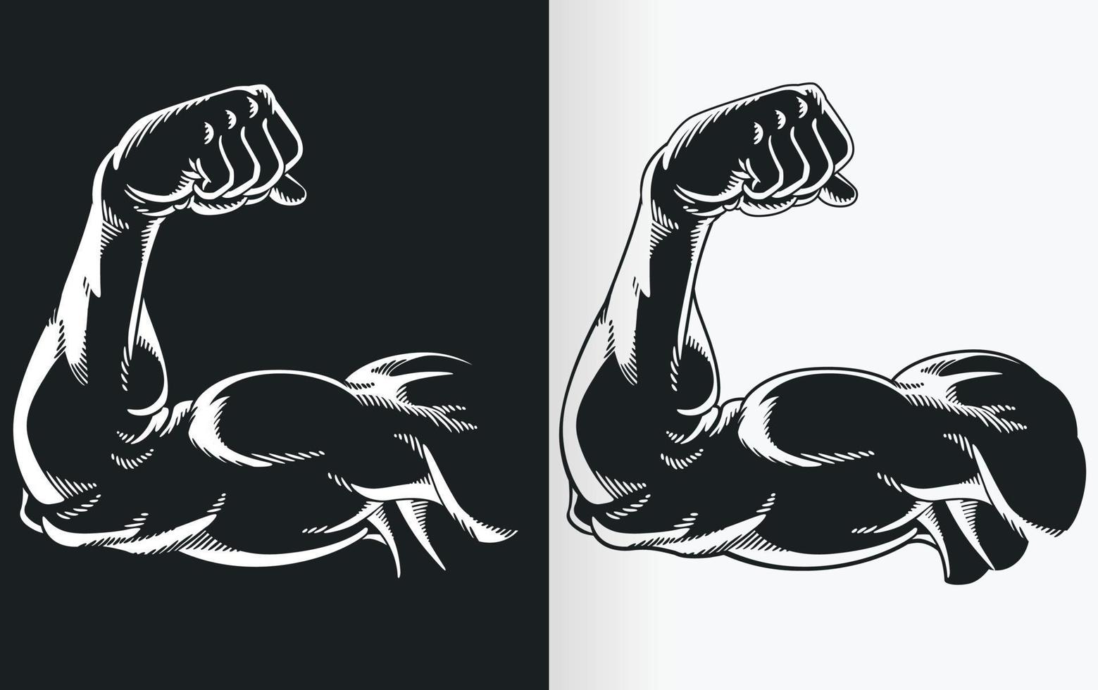 Silhouette Black Arm Flexing Bicep Muscle vector