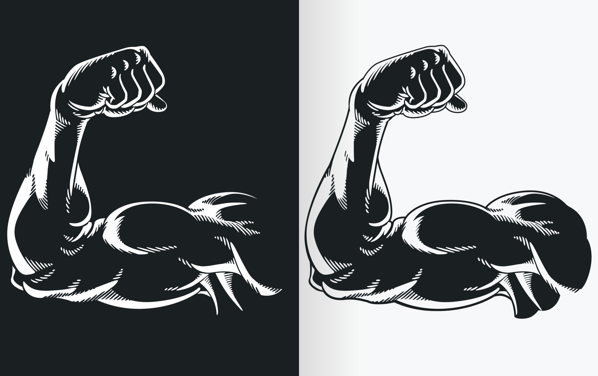Silhouette Black Arm Flexing Bicep Muscle 10682371 Vector Art at Vecteezy