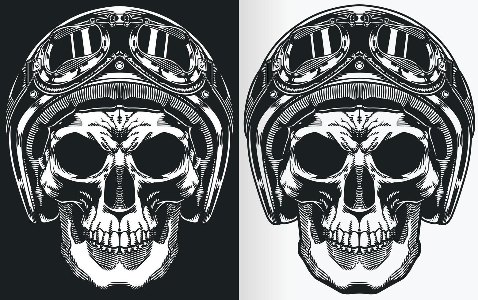 Vintage Monochrome Skull Biker Front Silhouette vector