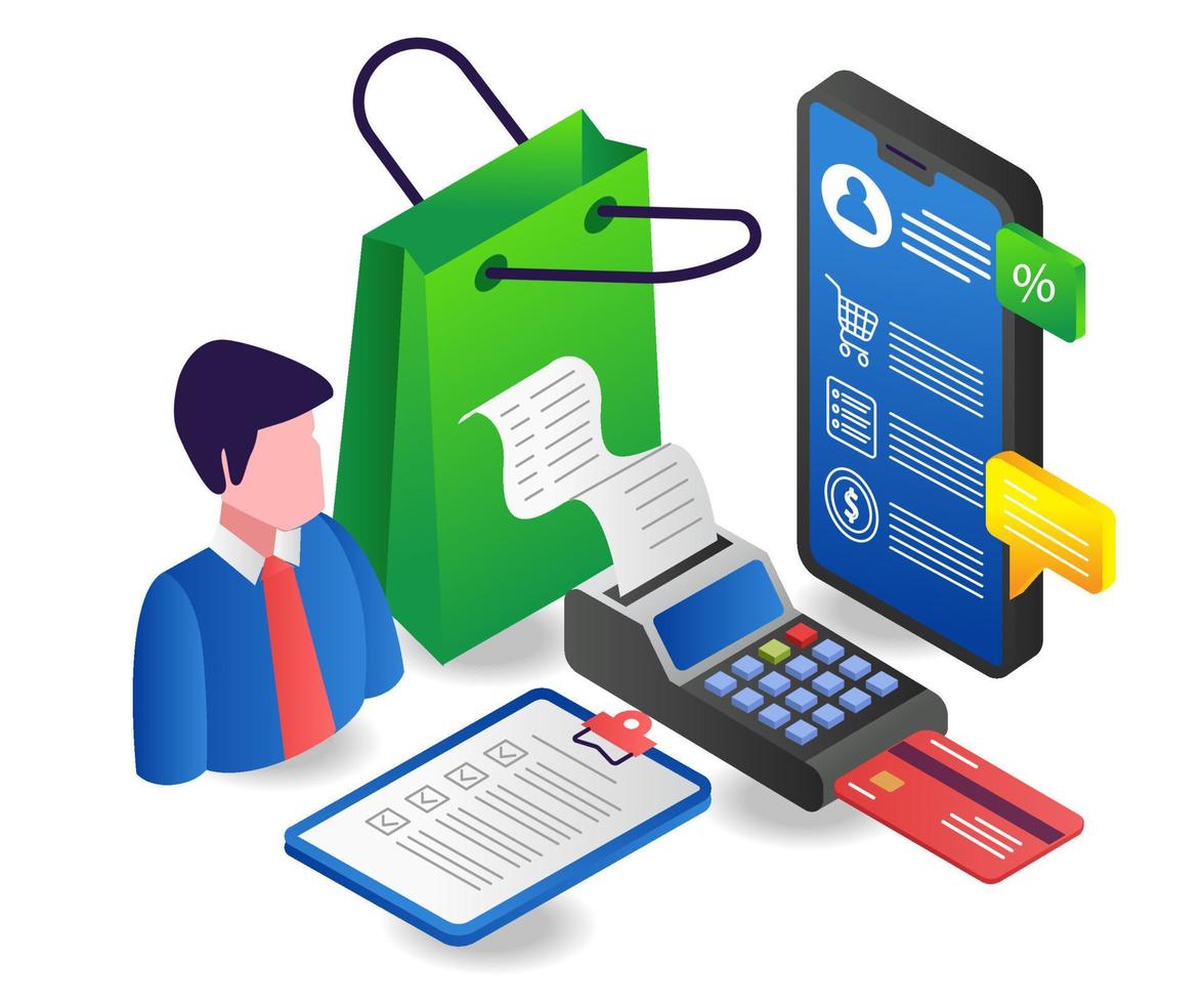 Online shopping cart with smartphone vector